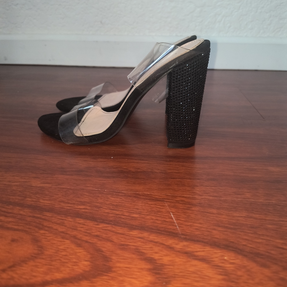 Black Women's Heels with Clear Straps